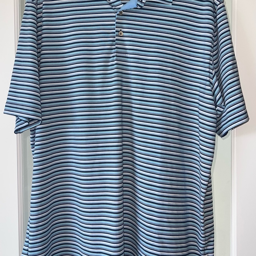 Peter Millar Summer Comfort Navy and White Striped Polo Shirt